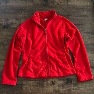 Red zip-up sweatshirt